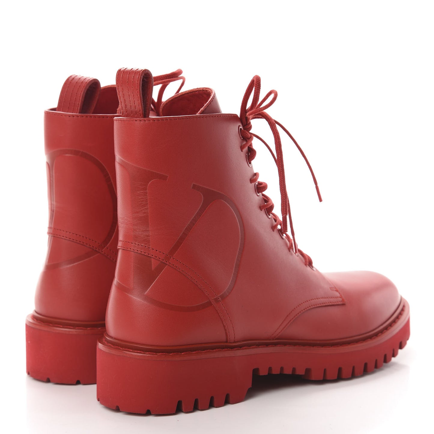 Calfskin Womens VLOGO 35mm Combat Boots 39 Rouge Pur