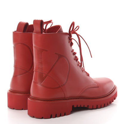 Valentino Garavani Calfskin Womens VLOGO 35mm Combat Boots 39 Rouge Pur 4 of 9