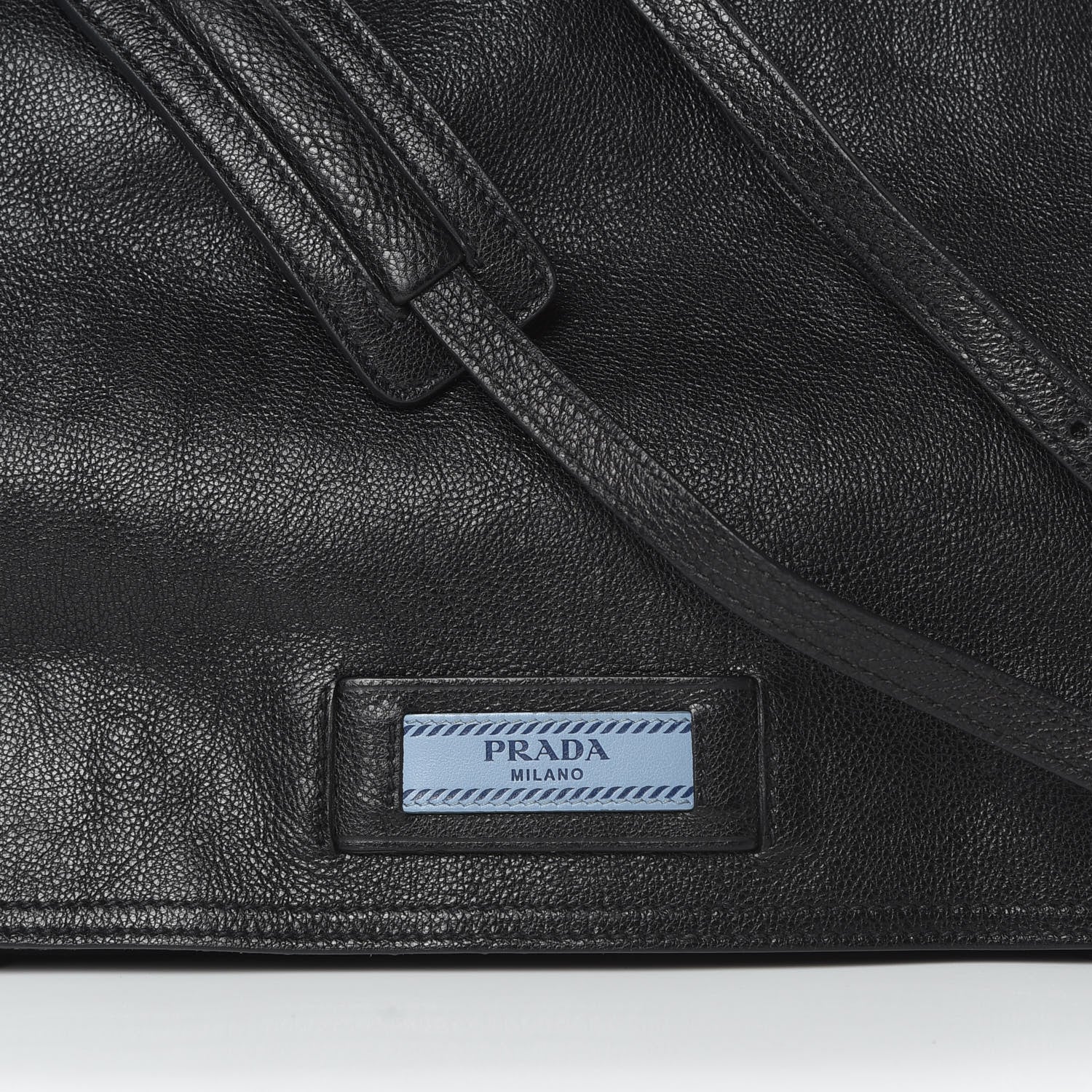 Prada Glace Calf Etiquette Flap Black Astrale 9 of 14