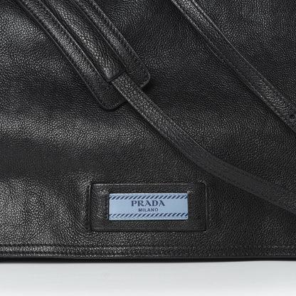 Prada Glace Calf Etiquette Flap Black Astrale 9 of 14
