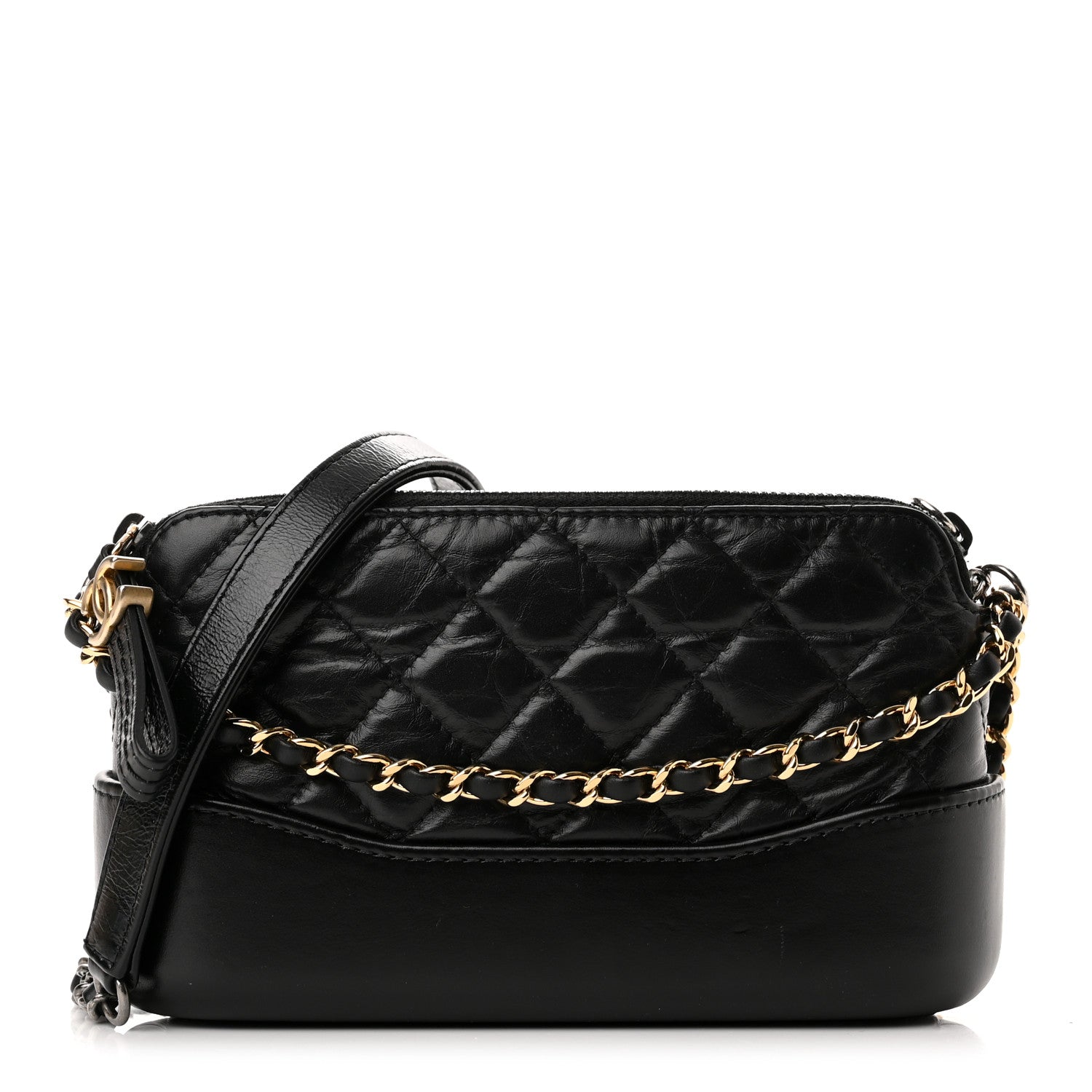 Chanel Aged Calfskin Quilted Small Gabrielle Clutch With Chain Black 1 of 13