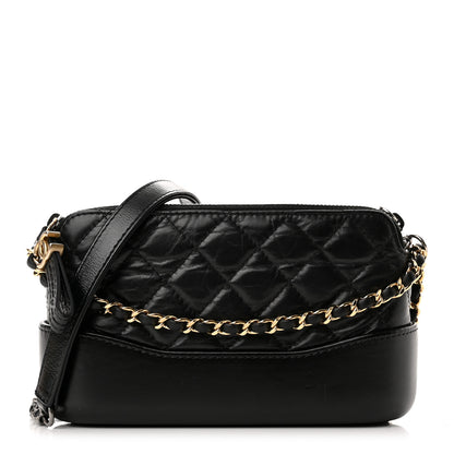 Chanel Aged Calfskin Quilted Small Gabrielle Clutch With Chain Black 1 of 13