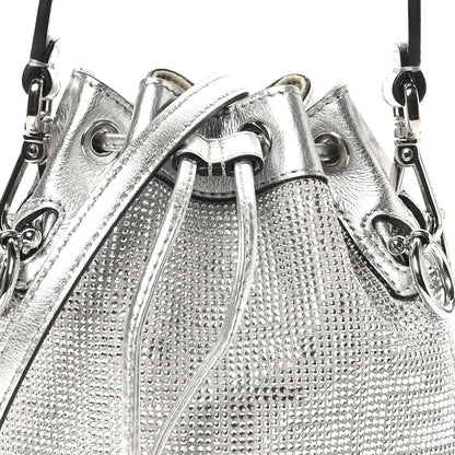 Fendi Crystal Vitello Laminato FF Mini Mon Tresor Bucket Bag Crystal Argento 7 of 11
