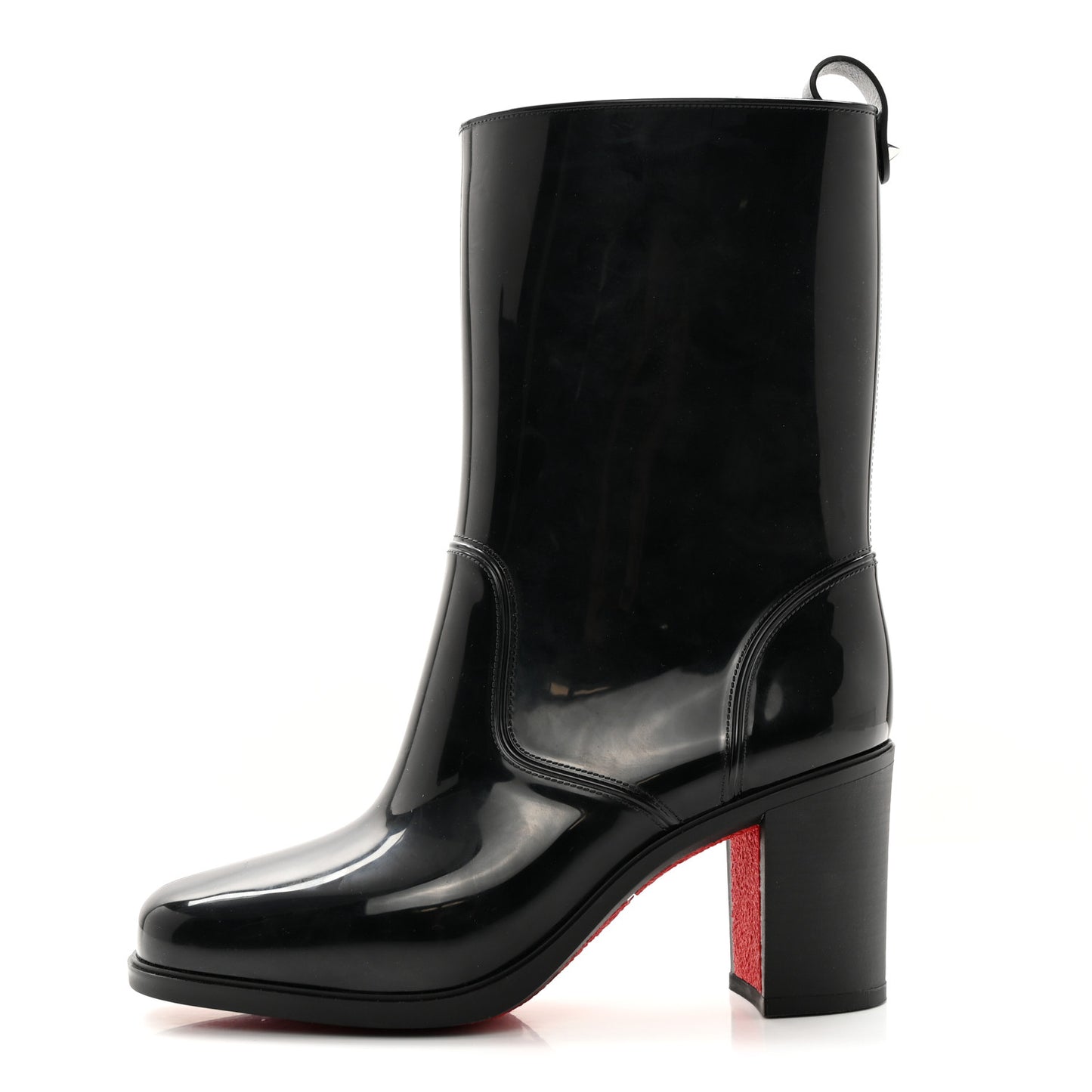 Recycled PVC Calfskin Loubirain 70 Boots 39 Black