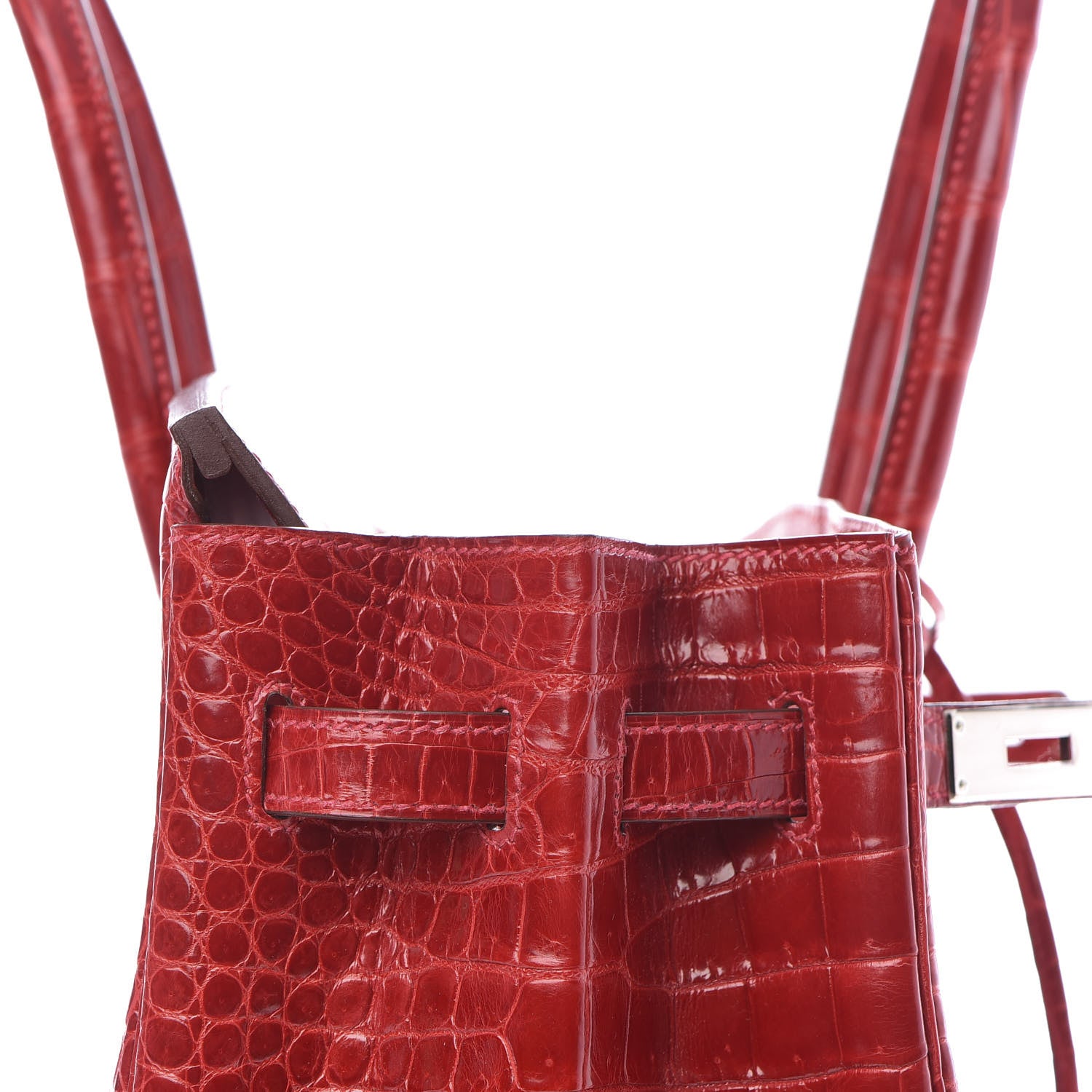Hermes Shiny Porosus Crocodile Birkin 35 Rouge Vif 13 of 32