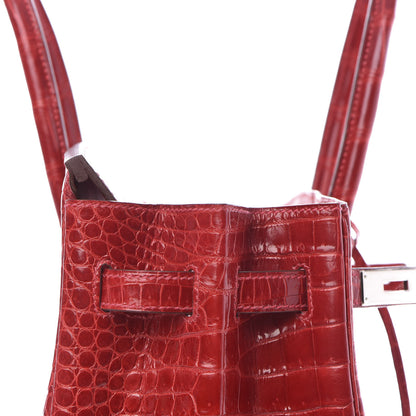 Hermes Shiny Porosus Crocodile Birkin 35 Rouge Vif 13 of 32