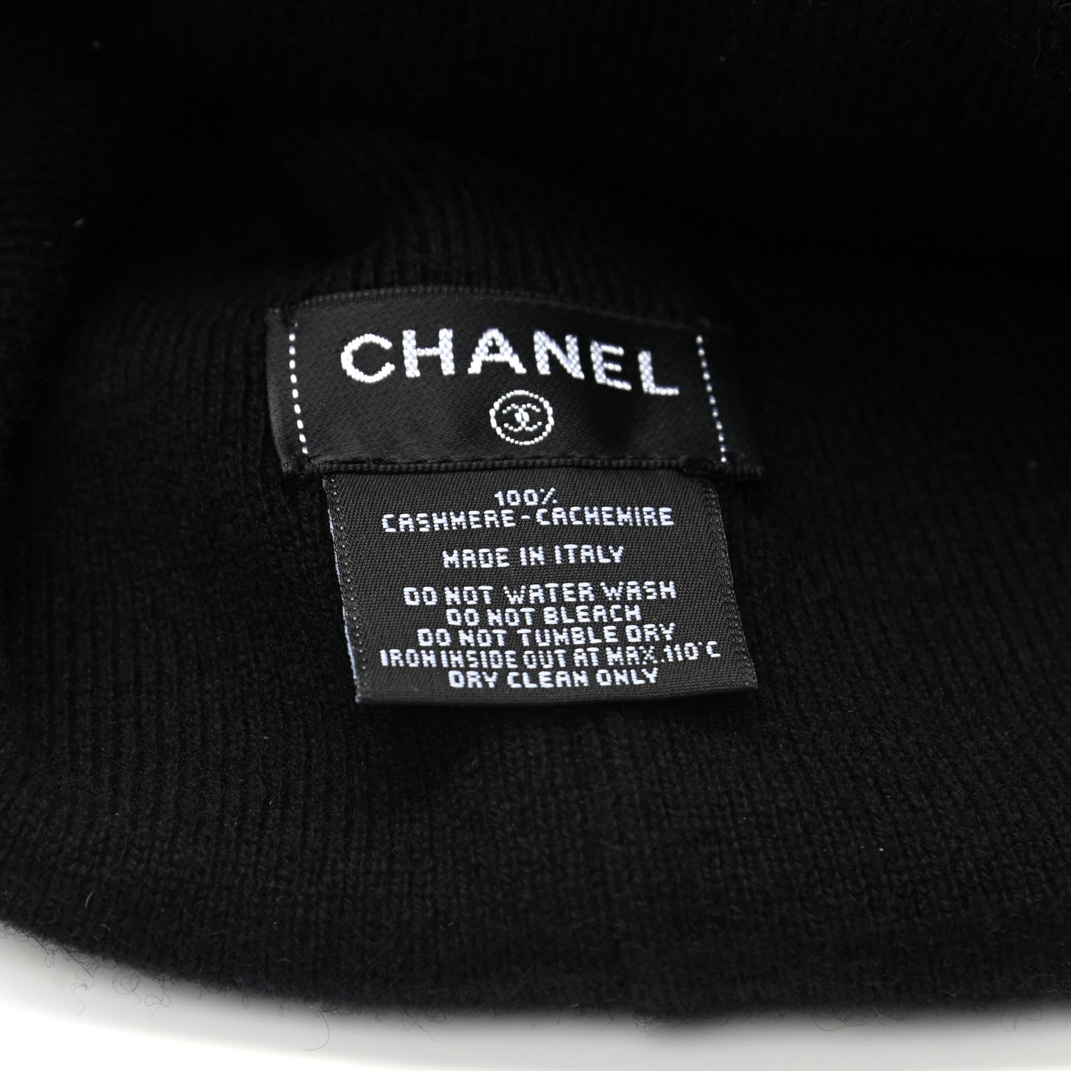 Chanel Cashmere CC Beanie Hat Black 5 of 5