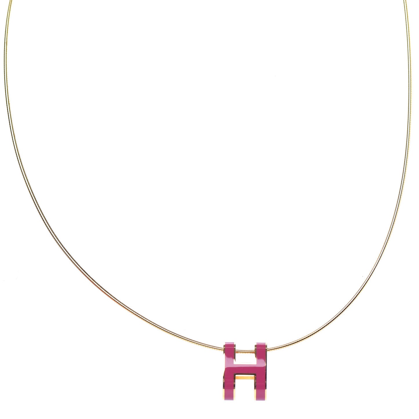 Lacquered Gold Pop H Pendant Necklace Rose Indien