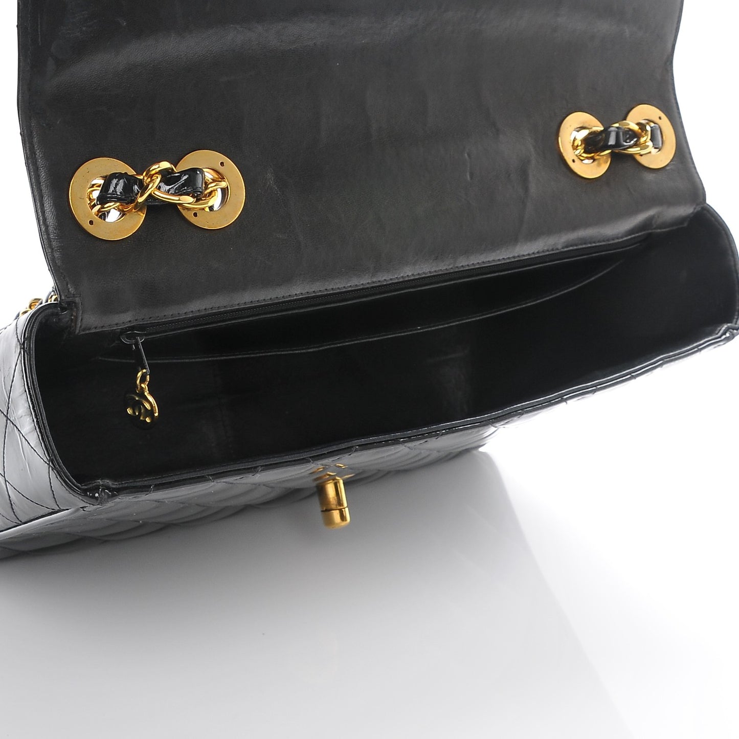 Patent Quilted Jumbo Flap Black