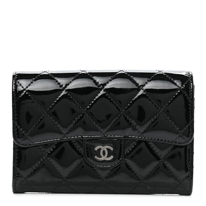 Chanel Patent Calfskin Quilted Small Flap Wallet Black 1 of 7