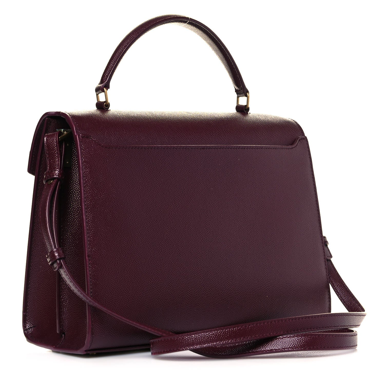 Saint Laurent Grain de Poudre Medium Classic Monogram Cassandra Top Handle Rouge Legion 3 of 13