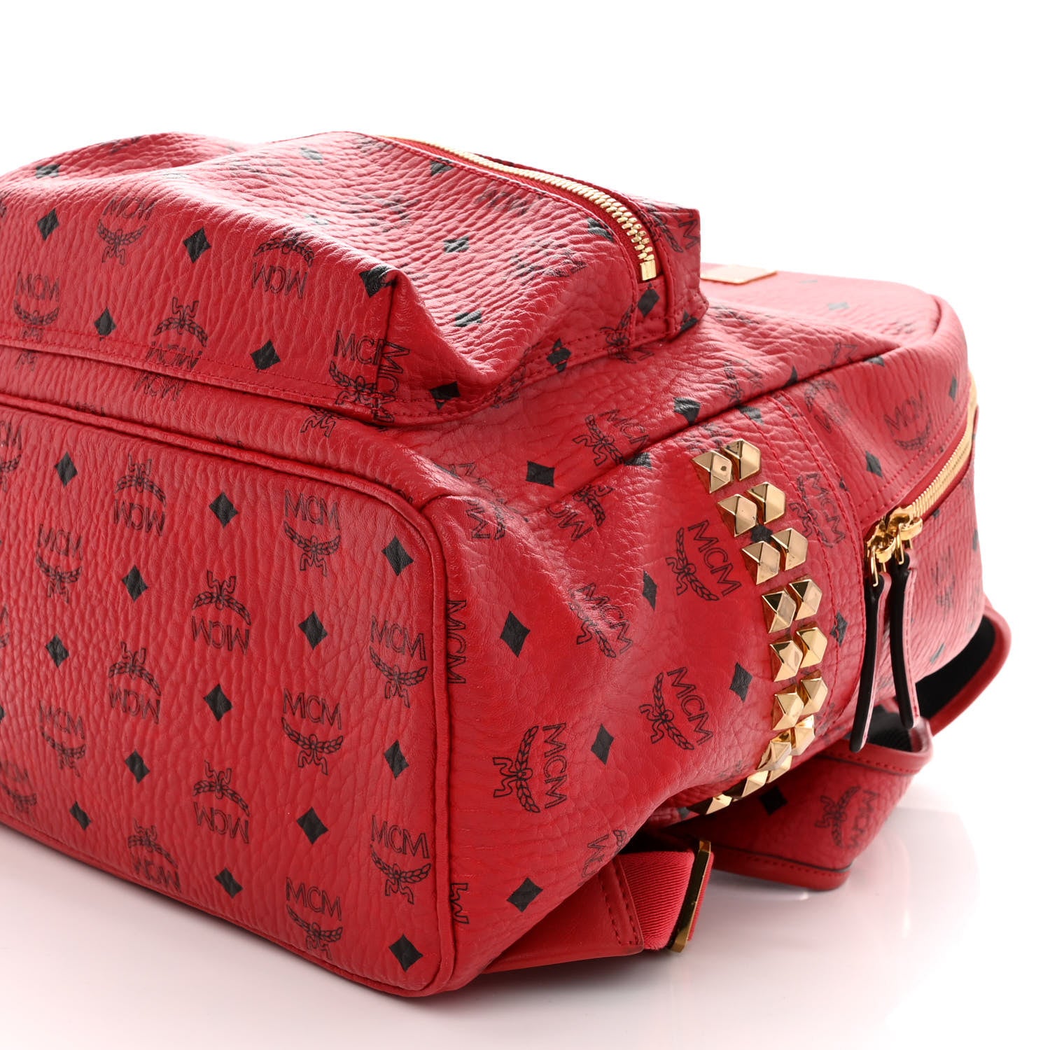 MCM Visetos Medium Side Studs Stark Backpack Ruby Red 9 of 9