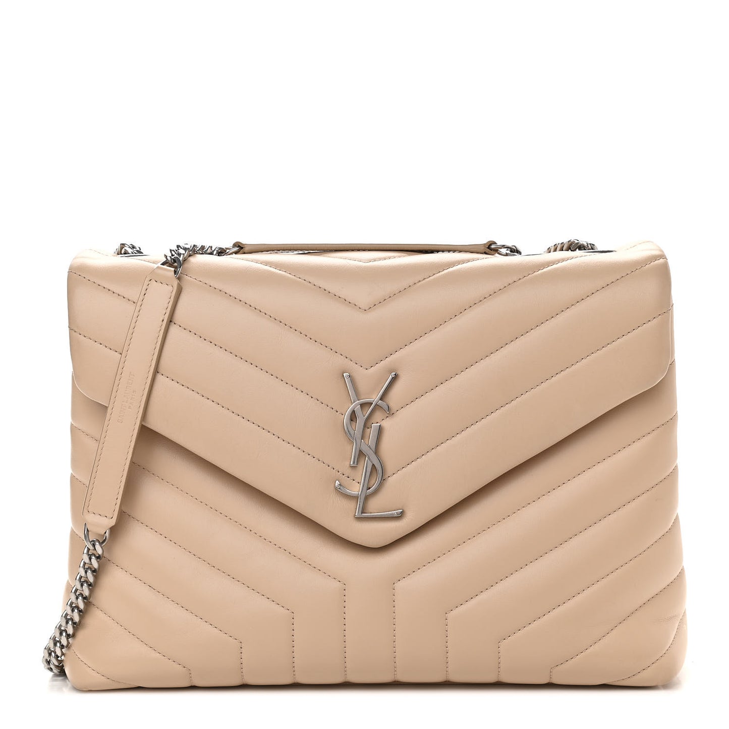 Calfskin Y Quilted Monogram Medium Loulou Chain Satchel Nude Powder