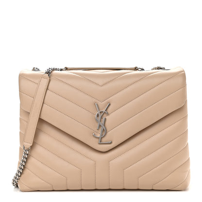 Saint Laurent Calfskin Y Quilted Monogram Medium Loulou Chain Satchel Nude Powder 1 of 11