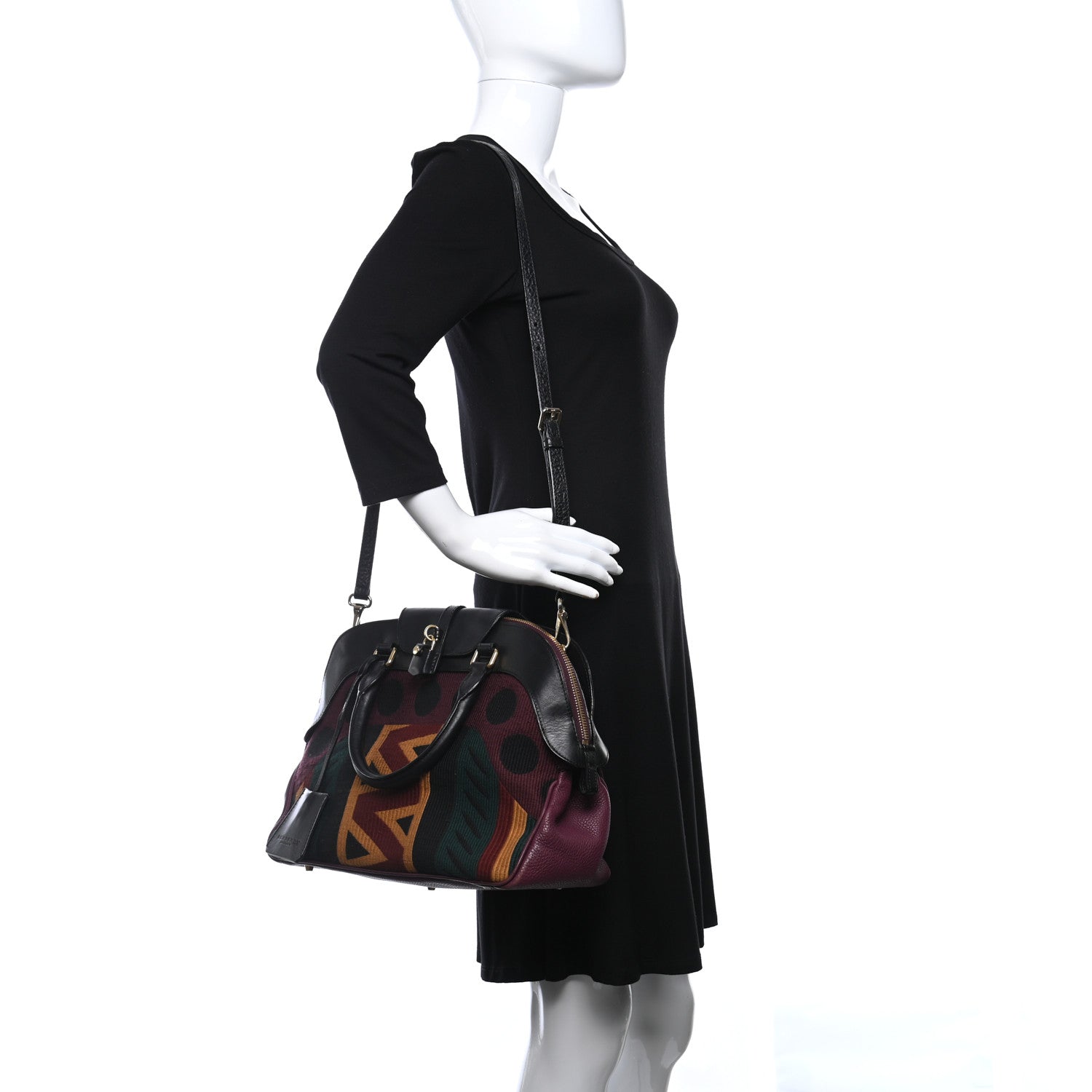 Burberry Calfskin Tapestry Milverton Satchel Multicolor 2 of 11
