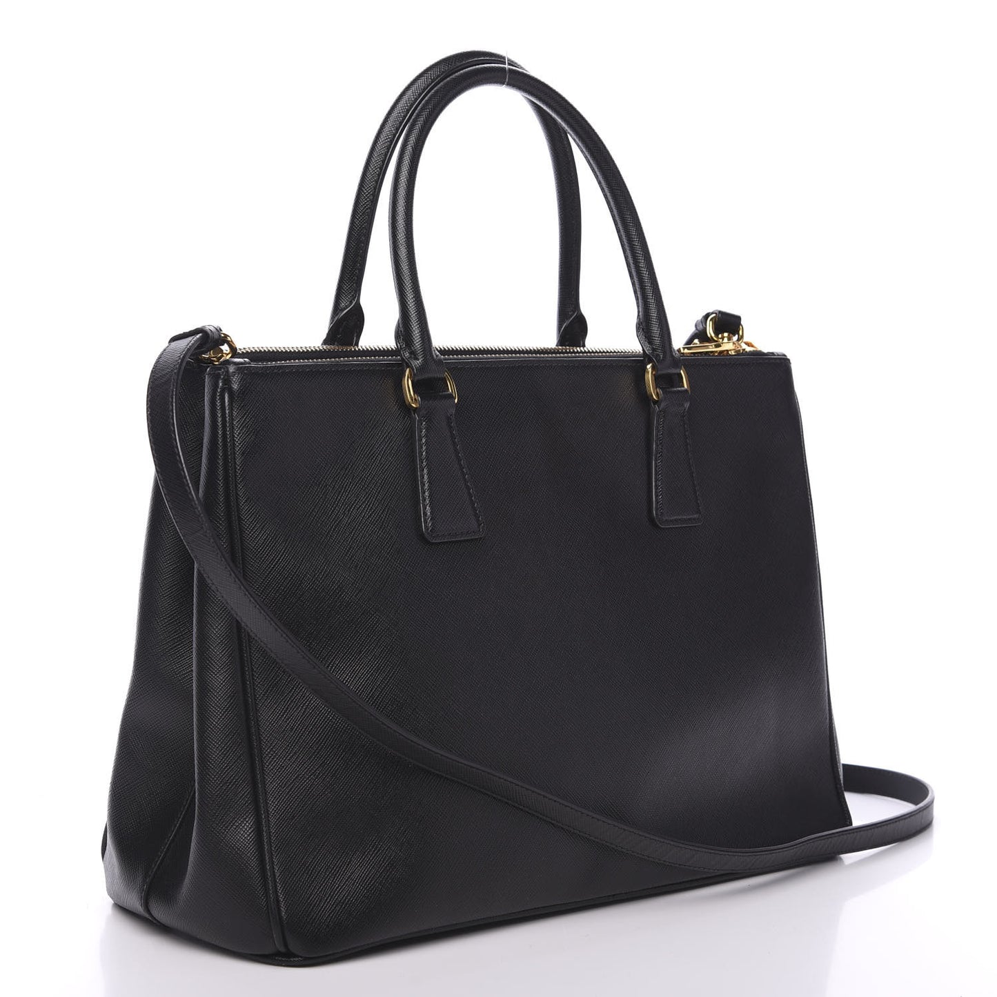 Saffiano Medium Galleria Double Zip Tote Black