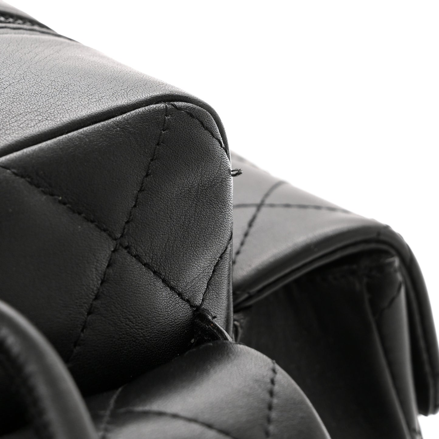 Calfskin Quilted Large Cambon Multipocket Reporter Black
