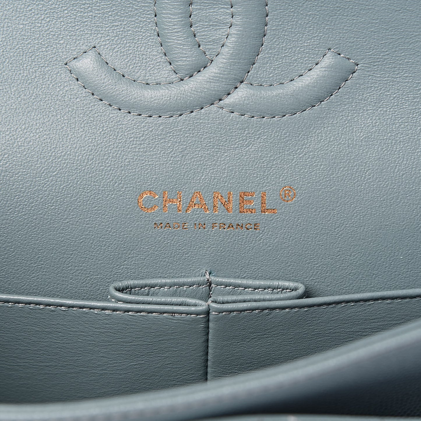 Iridescent Caviar Quilted Medium Double Flap Light Blue