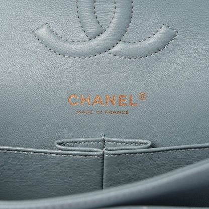 Chanel Iridescent Caviar Quilted Medium Double Flap Light Blue 6 of 11