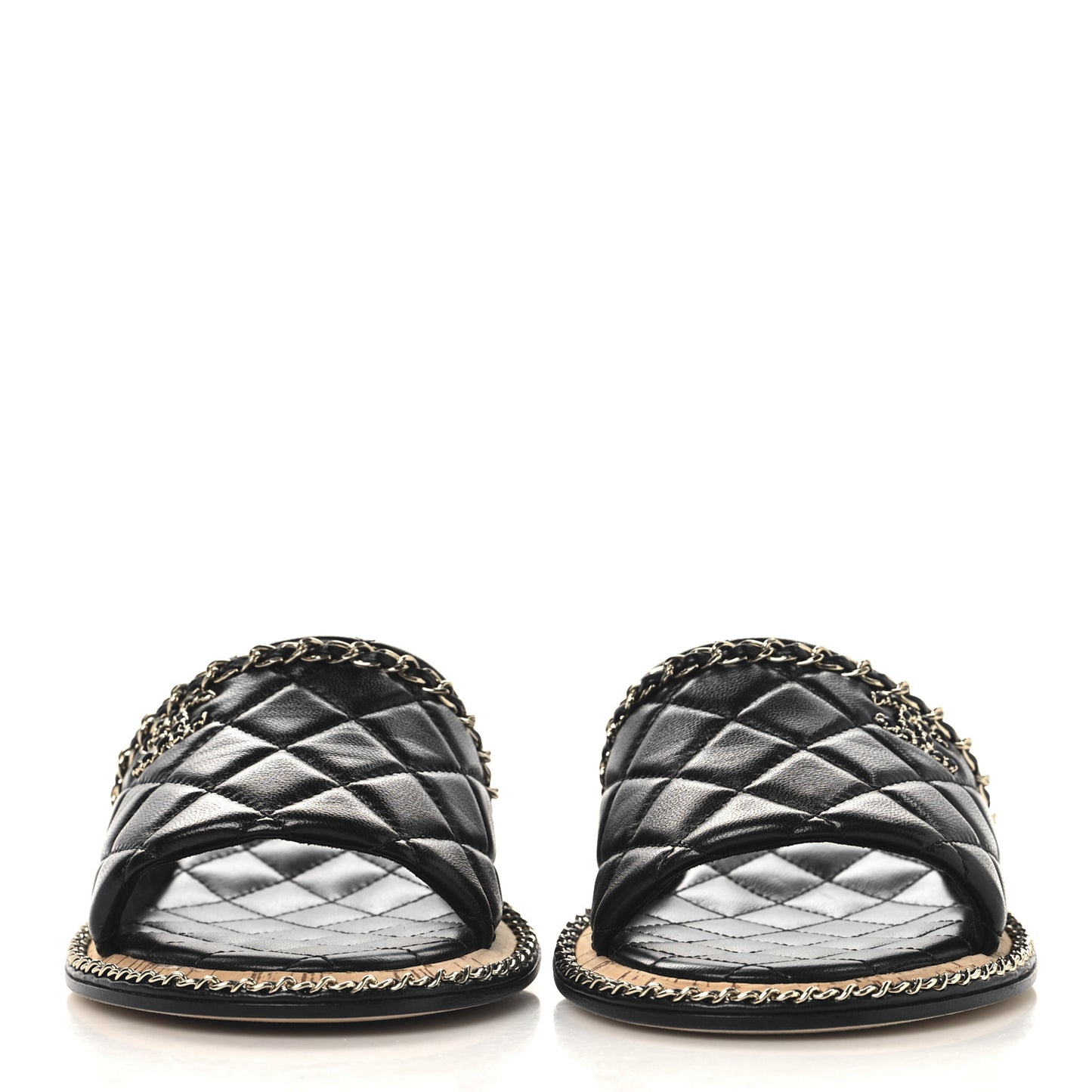 Lambskin Quilted Chain CC Mules 39 Black
