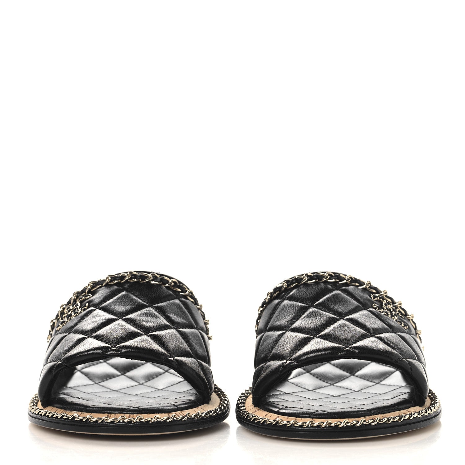 Chanel Lambskin Quilted Chain CC Mules 39 Black 3 of 10