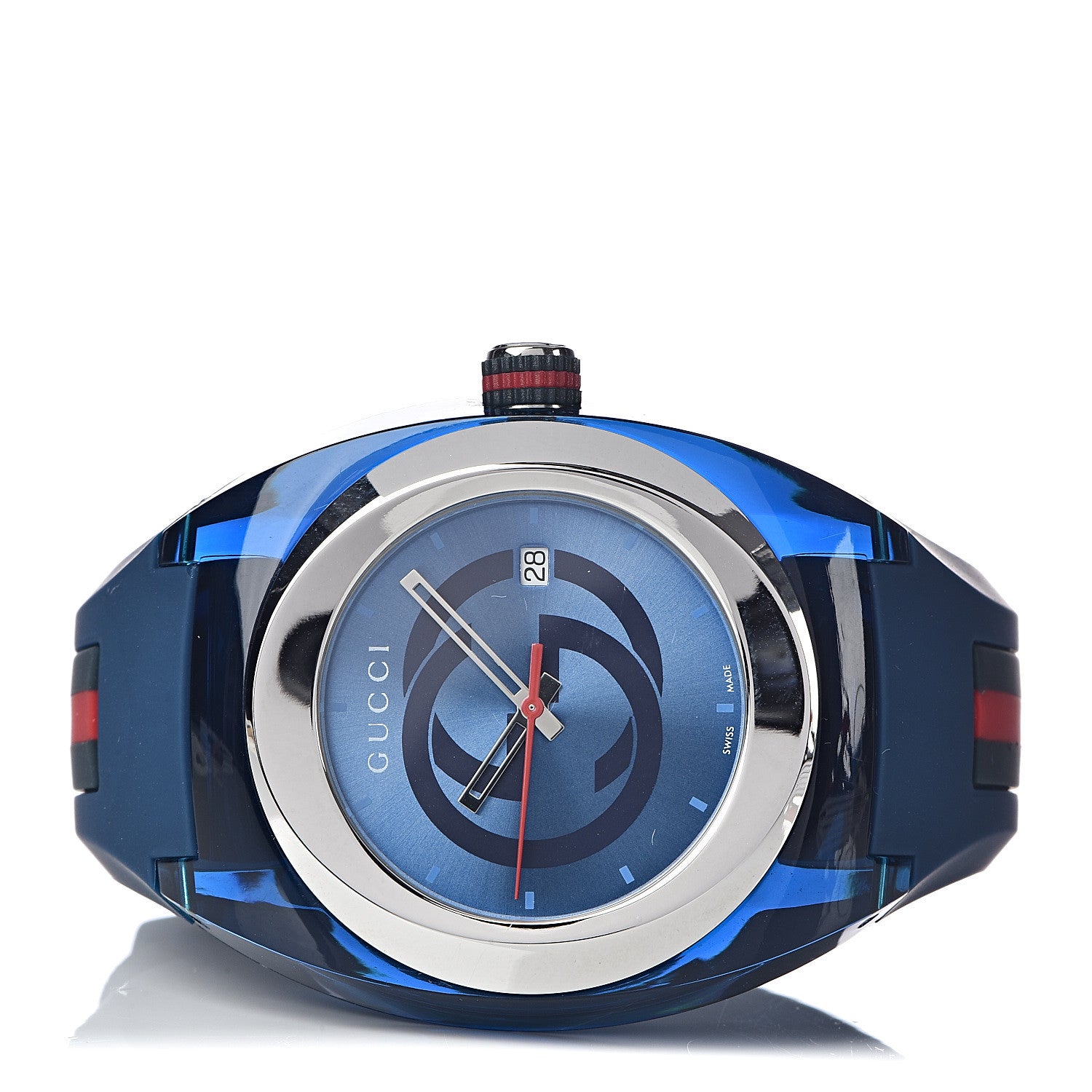 Gucci Stainless Steel Rubber 46mm Sync Web Quartz Watch Blue 3 of 8