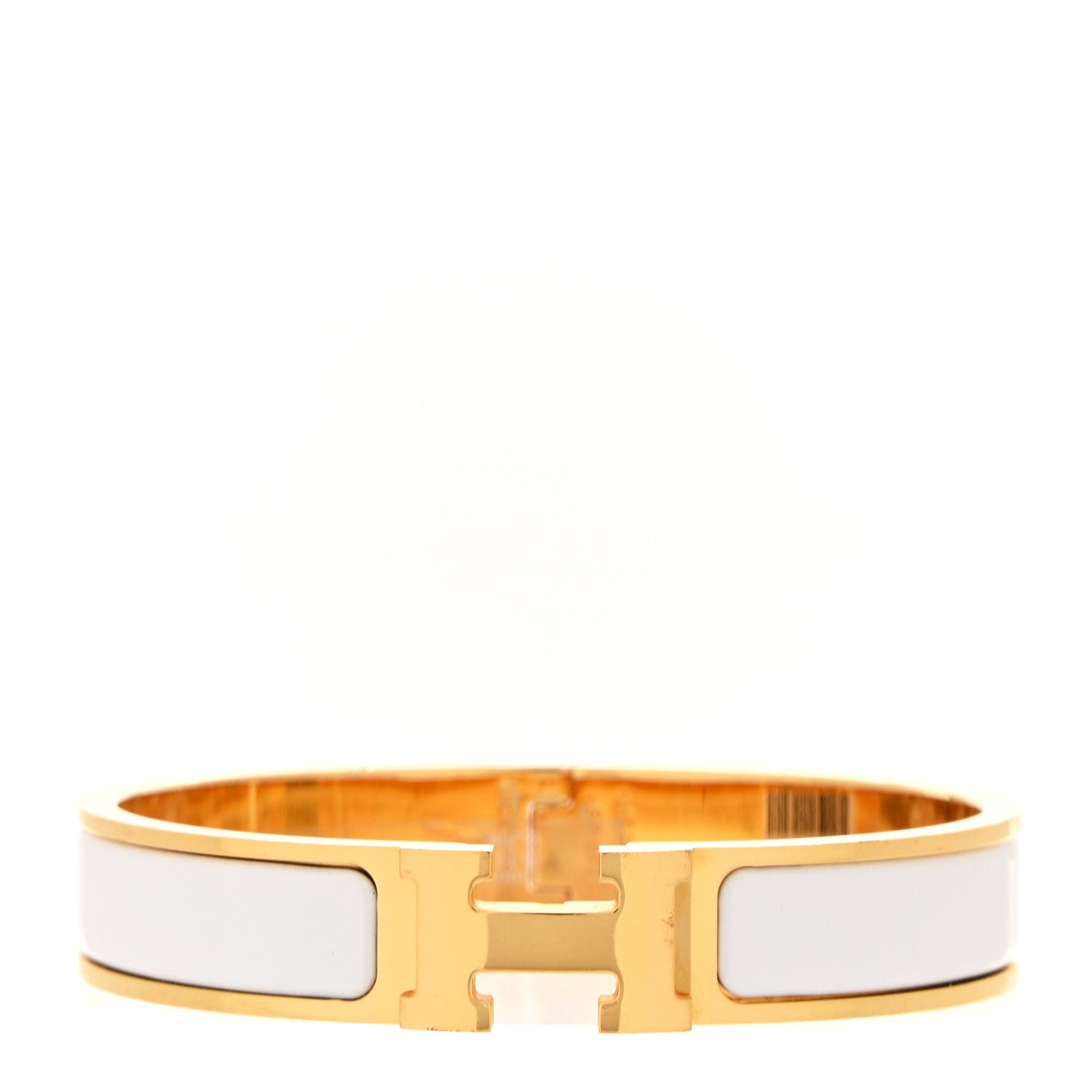 Hermes Enamel Narrow Clic Clac H Bracelet GM White 1 of 4
