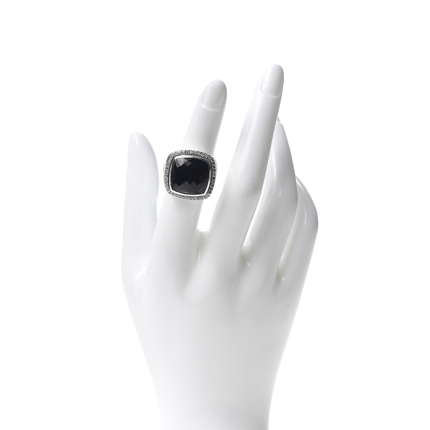 David Yurman Sterling Silver Diamond Black Onyx 14mm Albion Statement Ring 52 6 2 of 5
