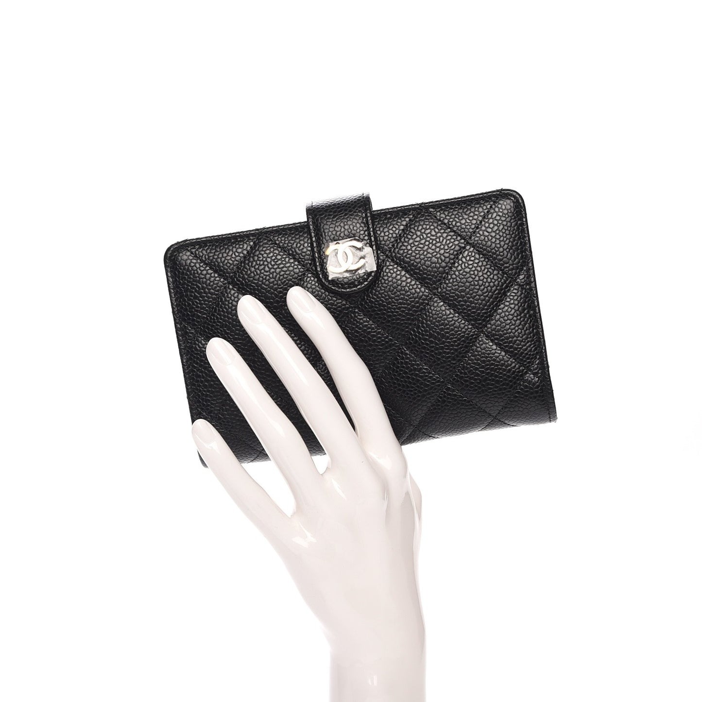 Caviar Quilted Zipped Pocket Wallet Black