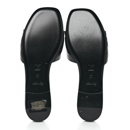 Louis Vuitton Lambskin Embossed Monogram Revival Flat Mules 37 Black 5 of 9