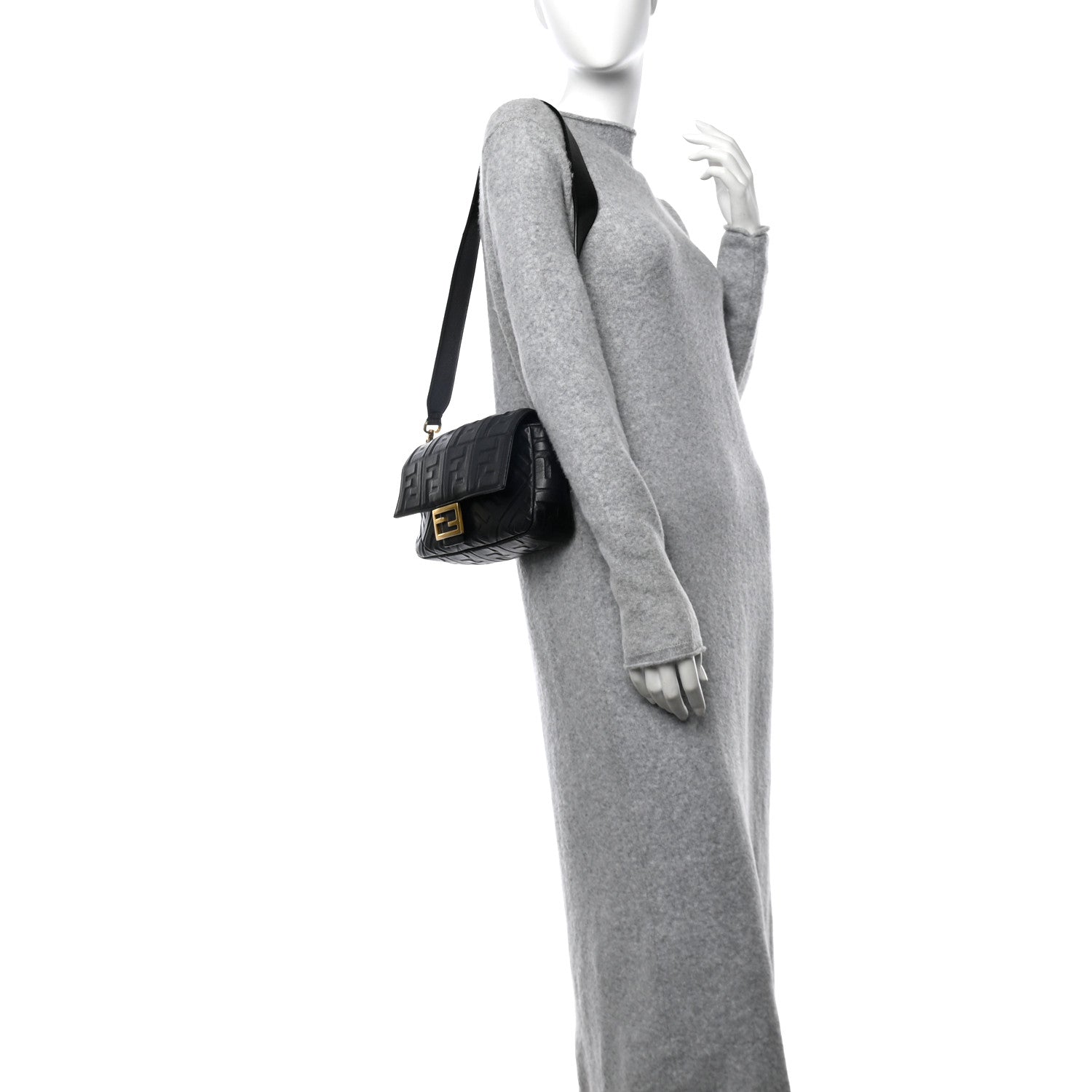 Fendi Nappa FF 1974 Embossed Baguette Black 2 of 10