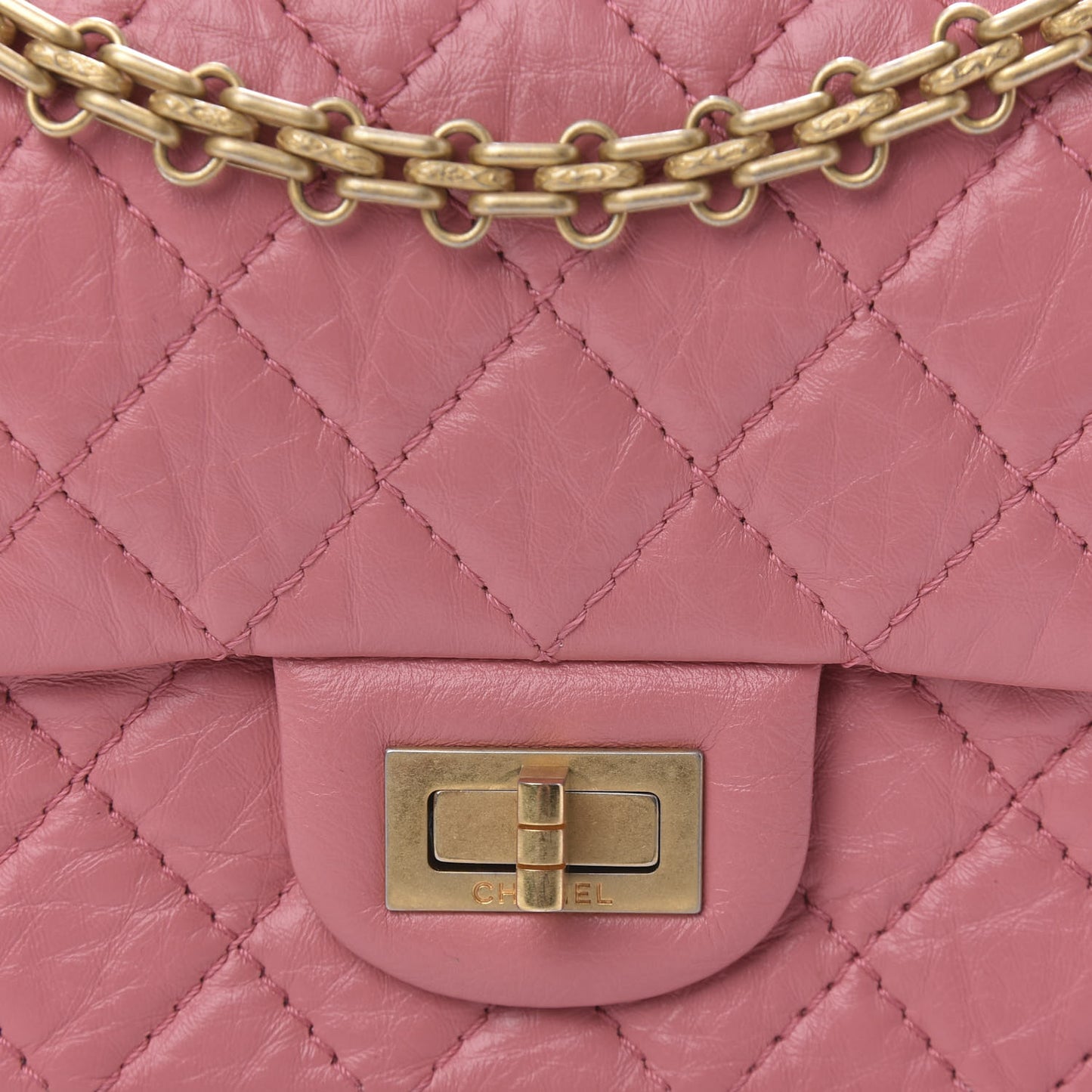 Aged Calfskin Quilted 2.55 Reissue Mini Flap Pink