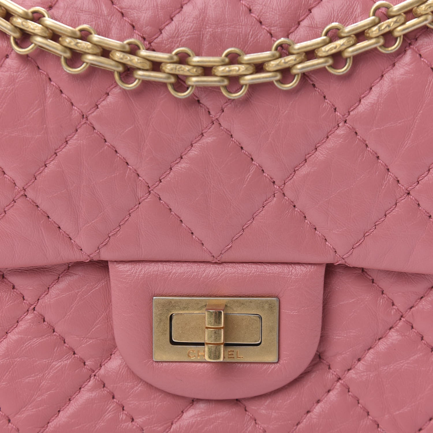 Chanel Aged Calfskin Quilted 2.55 Reissue Mini Flap Pink 11 of 12