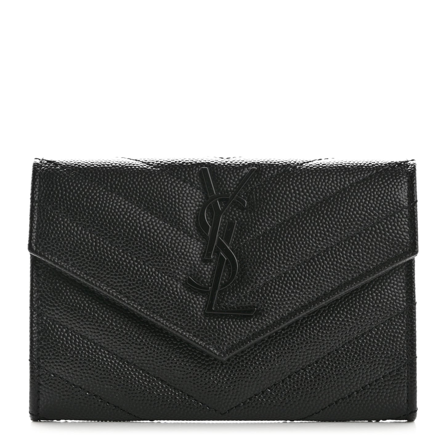 Grain De Poudre Matelasse Chevron Small Monochrome Monogram Envelope Wallet Black