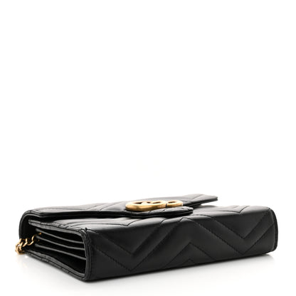 Gucci Calfskin Matelasse GG Marmont Chain Wallet Black 4 of 16