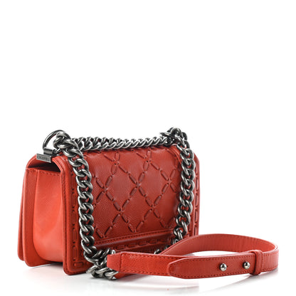 Chanel Caviar Stitched Small Boy Flap Dark Orange 3 of 11