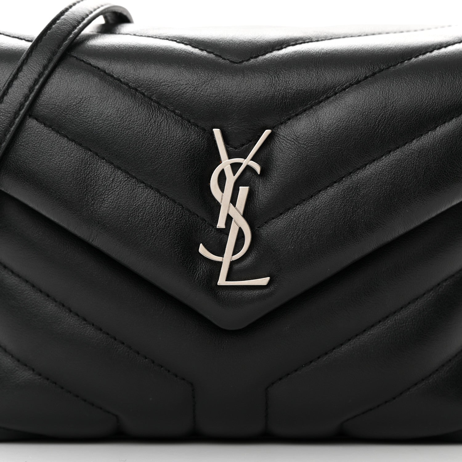 Saint Laurent Calfskin Y Quilted Monogram Toy Loulou Crossbody Bag Black 8 of 13