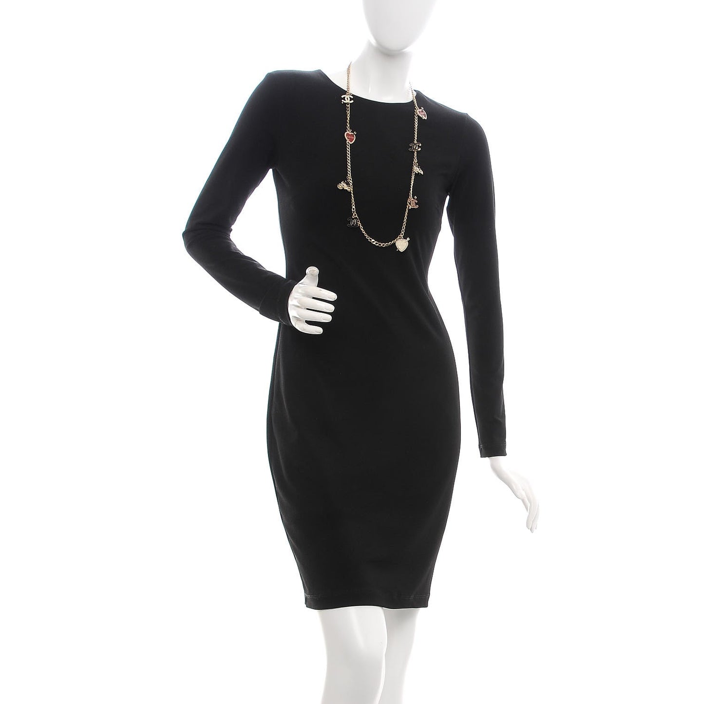 Enamel Charm CC Long Necklace Gold