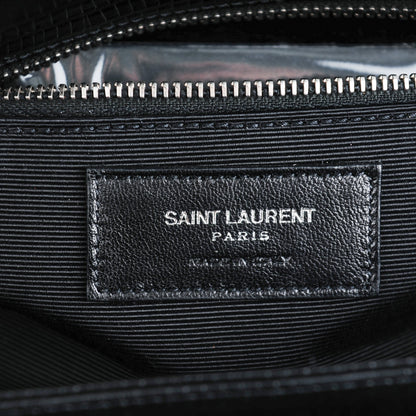 Saint Laurent Lizard Calfskin Embossed Classic Medium Monogram Universite Bag Black 6 of 7