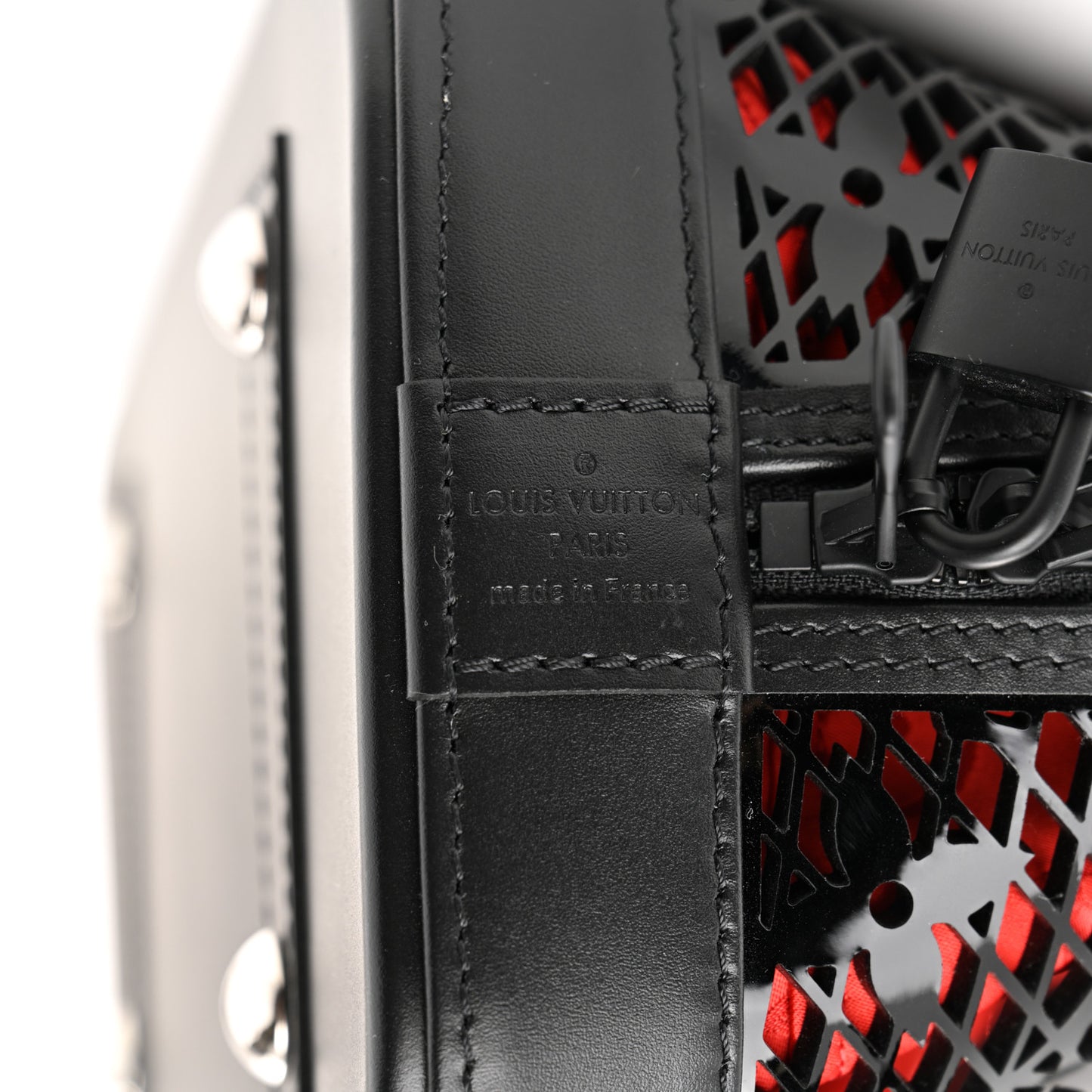 Patent Calfskin Laced Monogram Alma PM Black