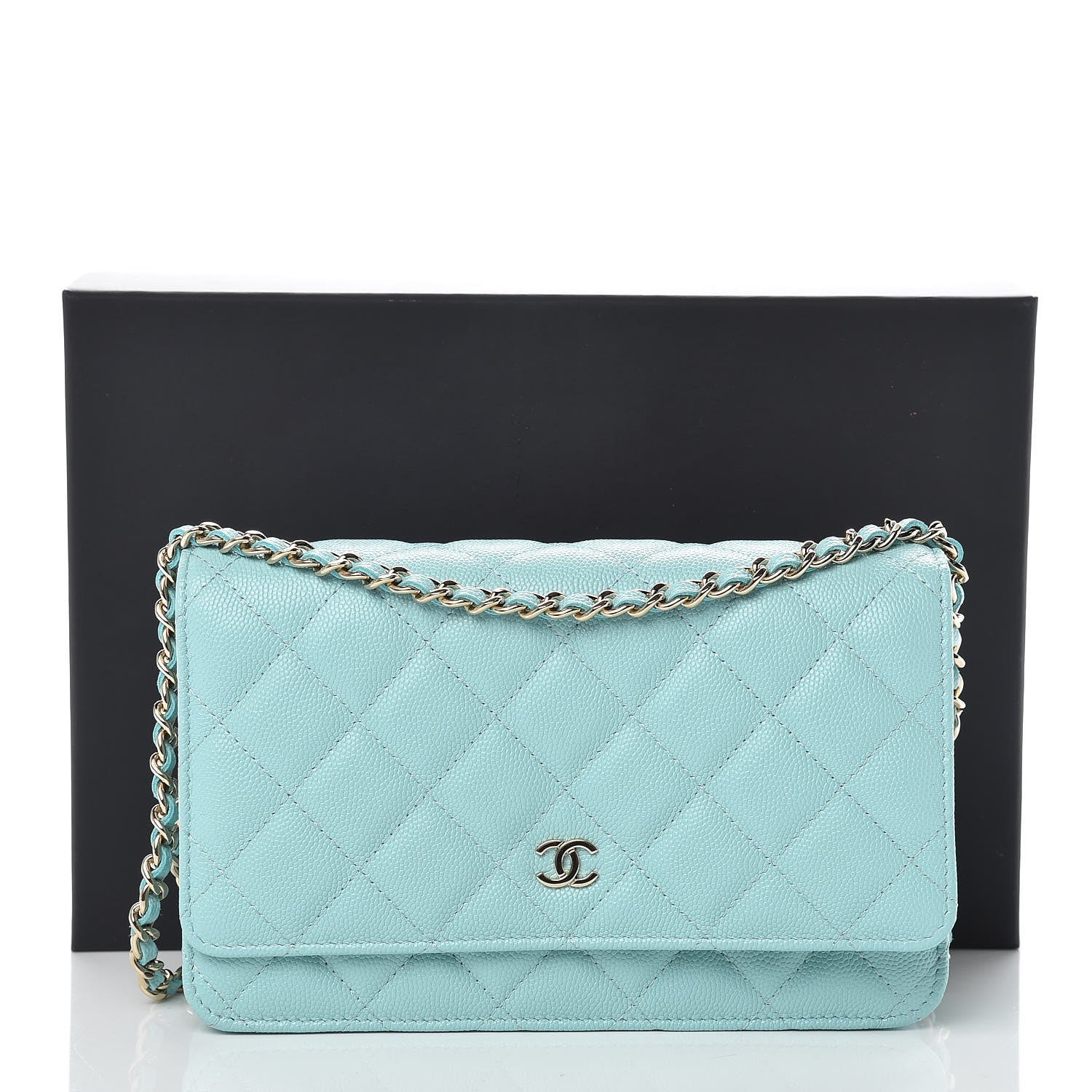 Chanel Caviar Quilted Wallet On Chain WOC Light Blue 11 of 11