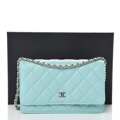 Chanel Caviar Quilted Wallet On Chain WOC Light Blue 11 of 11