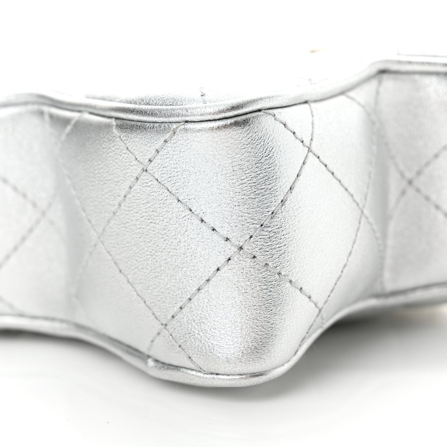 Metallic Lambskin Walk Of Fame Bag Silver