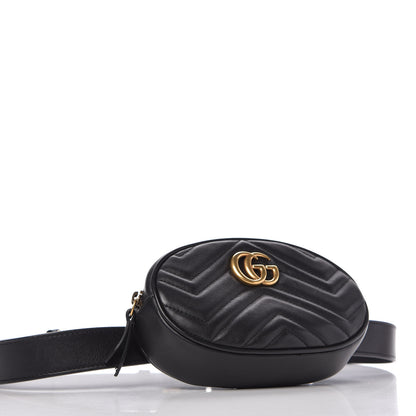 Gucci Calfskin Matelasse GG Marmont Belt Bag 85 34 Black 4 of 10