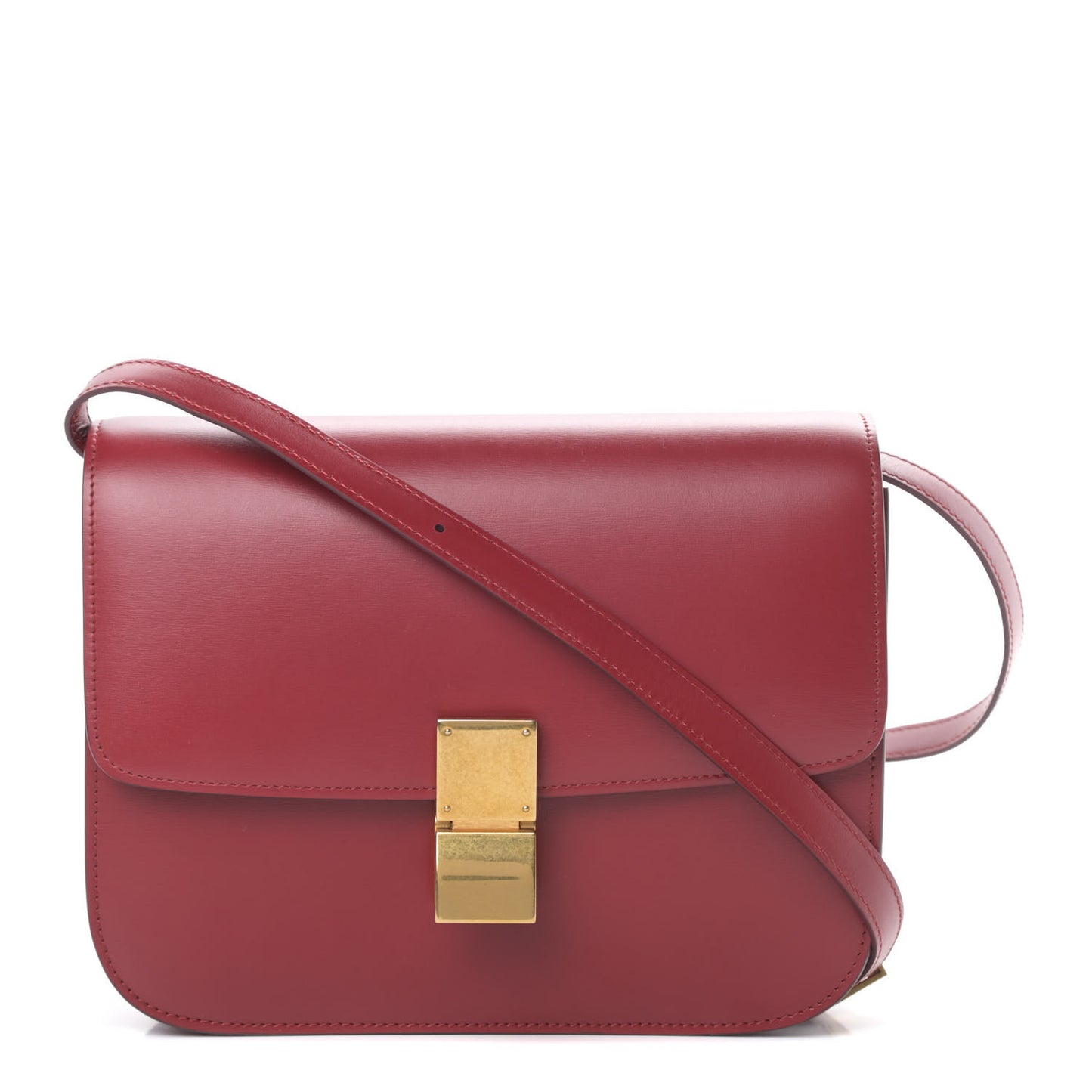 Box Calfskin Medium Classic Box Flap Bag Red