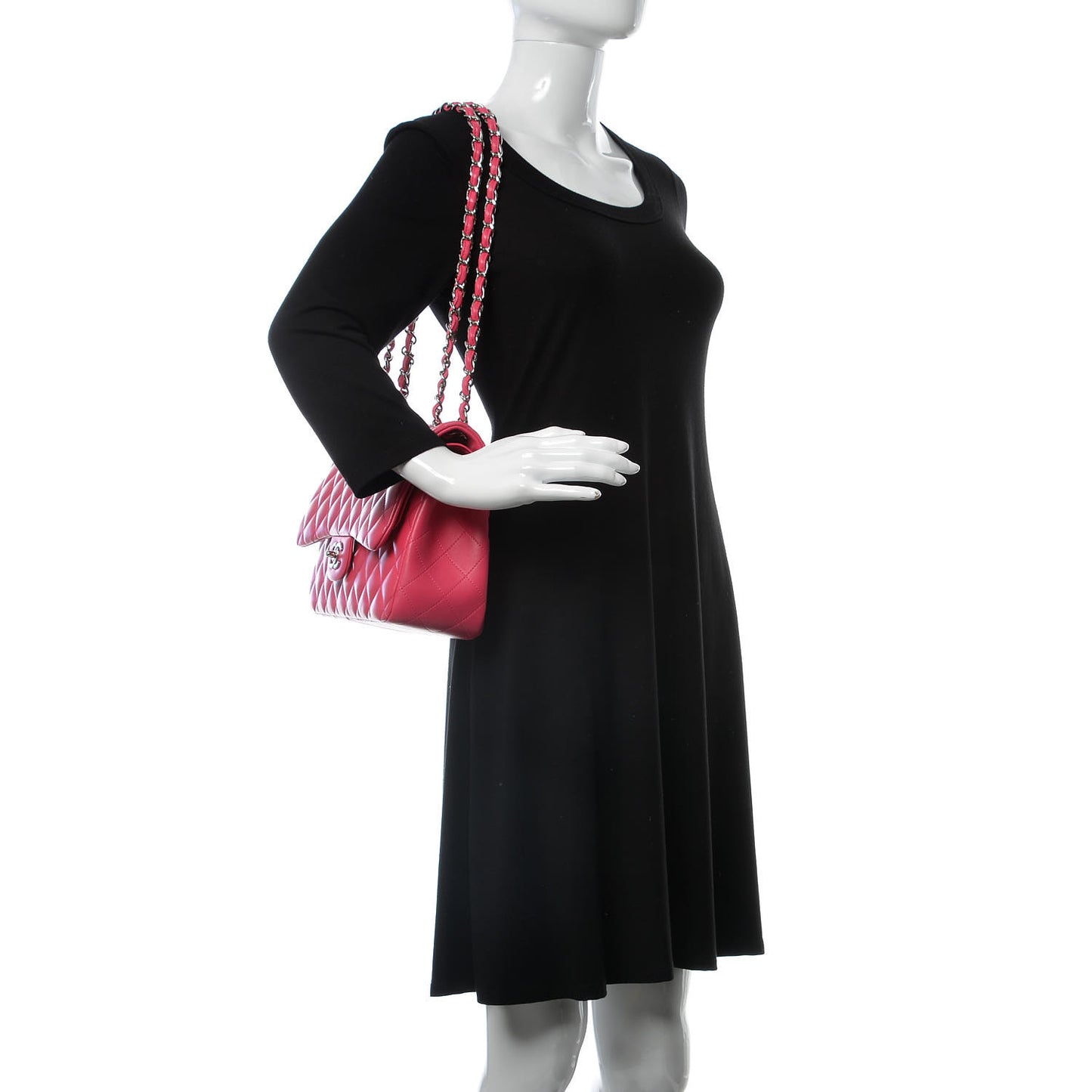 Lambskin Quilted Jumbo Double Flap Fuchsia