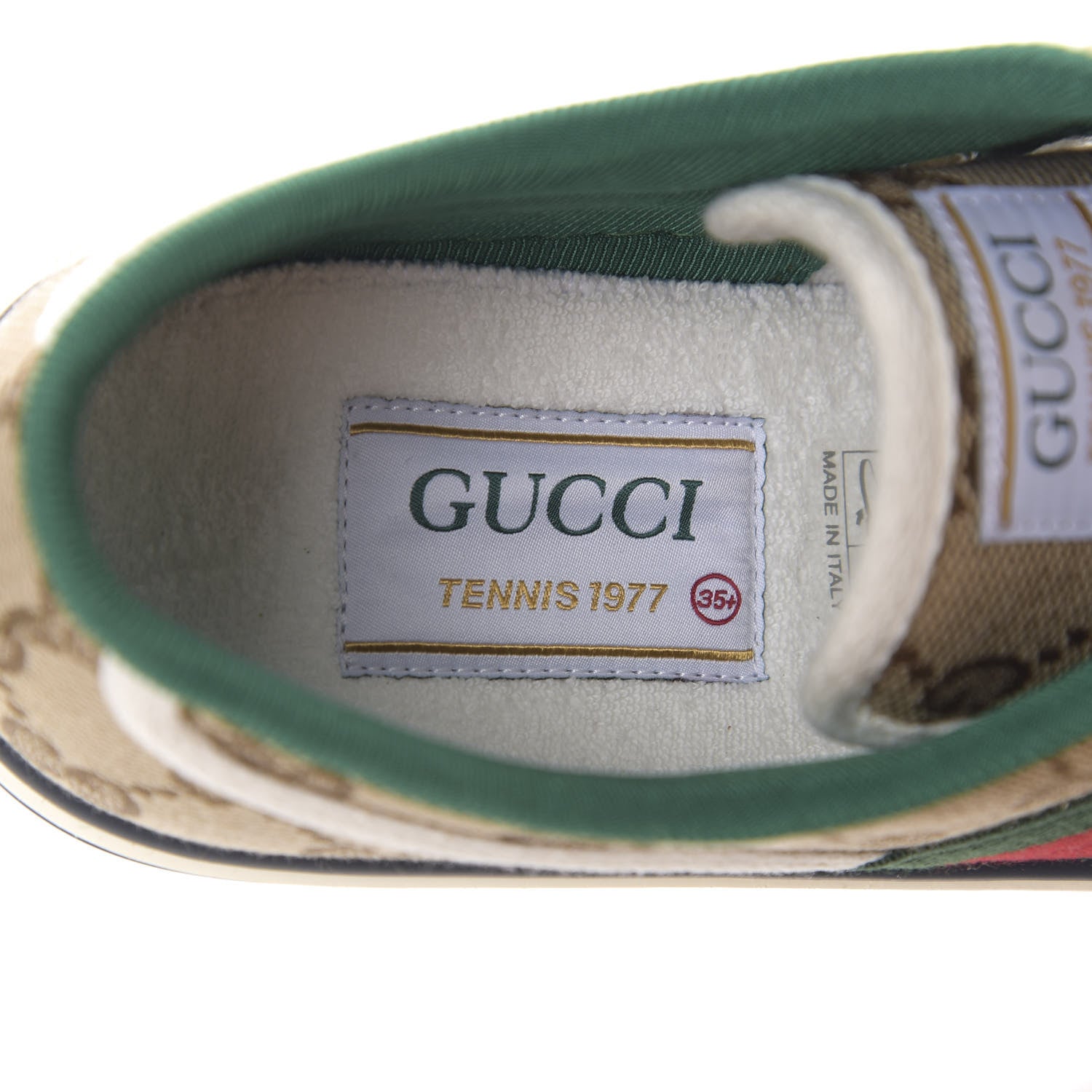 Gucci GG Monogram Web Womens 1977 Tennis Sneakers 35.5 Beige Ebony Mystic White 6 of 8
