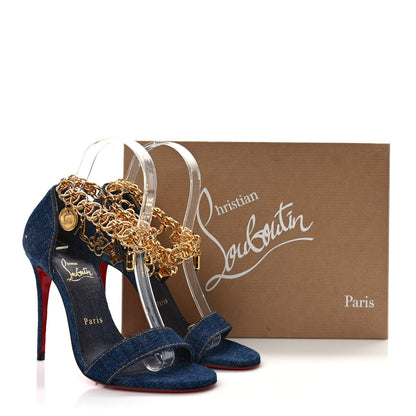 Christian Louboutin Denim Gourmi 100 Sandals 37 Blue Gold 8 of 8