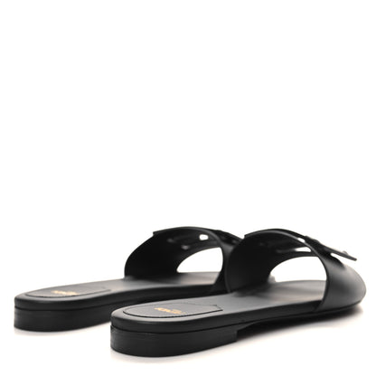 Fendi Calfskin FF Logo Plaque Slide Sandals 38 Black 4 of 7