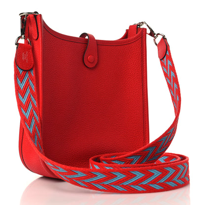 Hermes Taurillon Maurice Zigzag Sangle Evelyne TPM Rouge De Coeur Bleu Du Nord 3 of 10